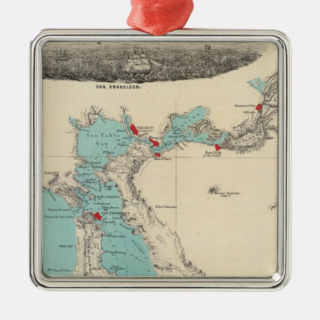 San Francisco to Sacramento Metal Tree Decoration (Front)