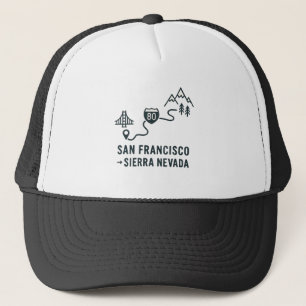 San Francisco to Sierra Nevada Route Design Trucker Hat