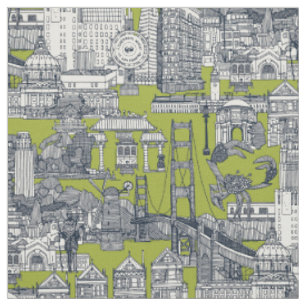 San Francisco toile indigo citron Fabric