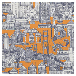 San Francisco toile navy blue satsuma Fabric
