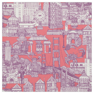 San Francisco toile purple rose pink Fabric