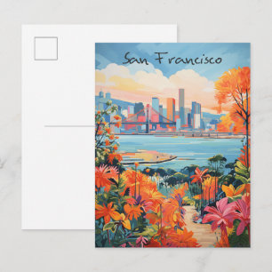 San Francisco Travel City Painting Aesthetic Postcard