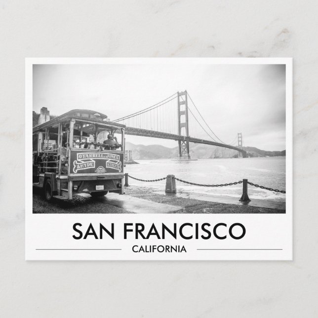 San Francisco Trolley at Golden Gate Bridge Postcard (Front)