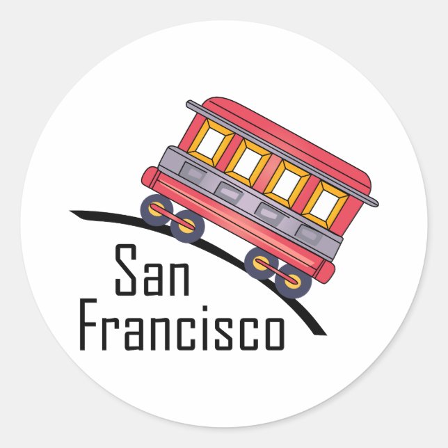 san francisco trolley classic round sticker (Front)