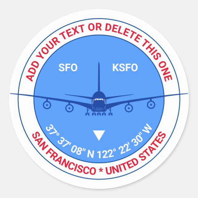 San Francisco, USA, Customisable Cool Travel Classic Round Sticker (Front)