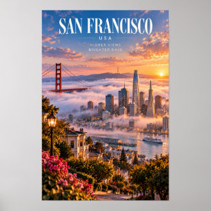 San Francisco USA Golden Gate Bridge Travel Poster