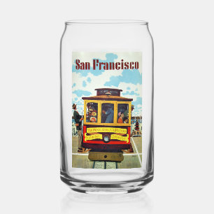 San Francisco USA Vintage Travel Can Glass