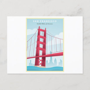 San Francisco, USA - Vintage Travel Poster Postcard