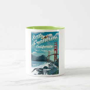 San Francisco Vacation travel poster Two-Tone Coffee Mug