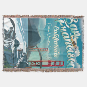 San Francisco Vacation vintage travel poster Throw Blanket