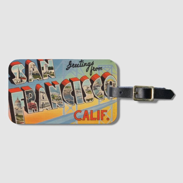 San Francisco Vintage Luggage Tag (Front Horizontal)