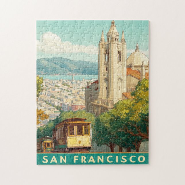 San Francisco Vintage Travel Poster Jigsaw Puzzle (Vertical)