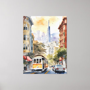 San Francisco watercolor art Canvas Print