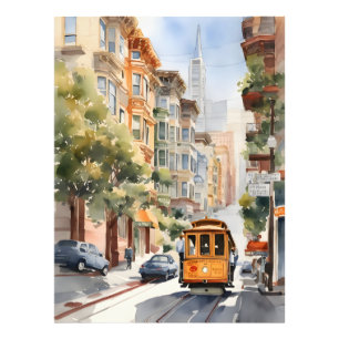 San Francisco watercolor art Photo Print