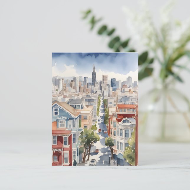San Francisco watercolor art Postcard (Standing Front)