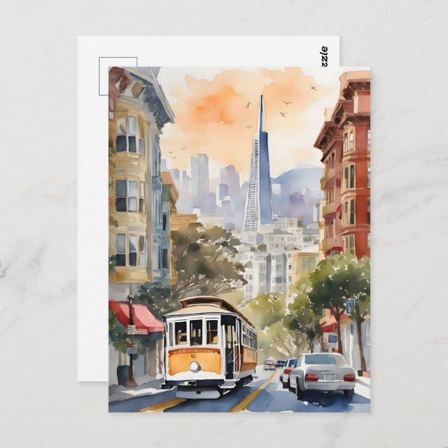 San Francisco watercolor art Postcard (Front/Back)