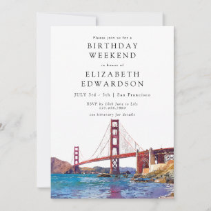 San Francisco Watercolor Birthday Weekend Invitation