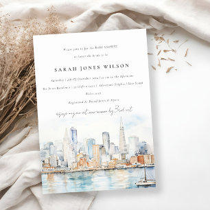San Francisco Watercolor Landscape Baby Shower Invitation