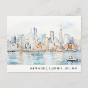 San Francisco Watercolor Landscape Travel Holiday Postcard