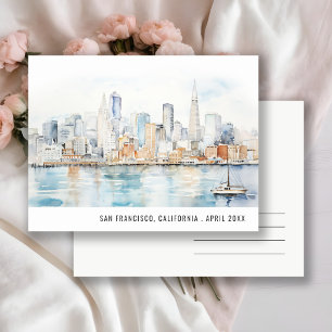 San Francisco Watercolor Landscape Travel Holiday Postcard