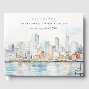 San Francisco Watercolor Landscape Wedding Guest Book
