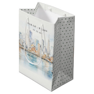 San Francisco Watercolor Landscape Wedding Medium Gift Bag