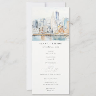 San Francisco Watercolor Landscape Wedding Program Invitation