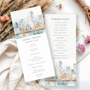 San Francisco Watercolor Landscape Wedding Program Invitation