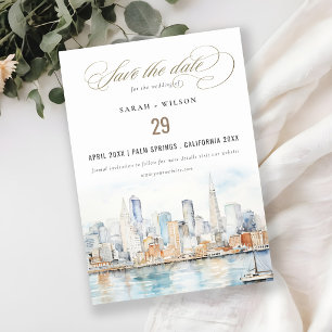 San Francisco Watercolor Landscape Wedding Save The Date