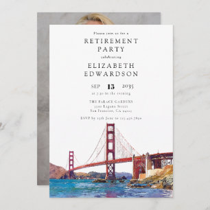 San Francisco Watercolor Retirement Party Photo Invitation