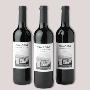 San Francisco Wedding Favour Black & White Wine Label