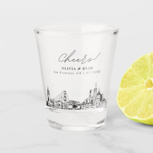 San Francisco Wedding Favour Personalised Cheers Shot Glass