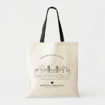 San Francisco Wedding | Stylised Skyline Tote Bag<br><div class="desc">A unique wedding tote bag for a wedding taking place in the beautiful city of San Francisco.  This tote features a stylised illustration of the city's unique skyline with its name underneath.  This is followed by your wedding day information in a matching open lined style.</div>