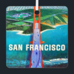 San Francisco's Golden Gate Bridge  Metal Tree Decoration<br><div class="desc">A great vintage poster of San Francisco's Golden Gate Bridge - the gateway to the Sonoma & Napa Wine Countries repurposed on an ornament.</div>