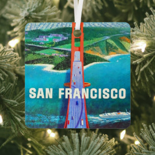San Francisco's Golden Gate Bridge Metal Tree Decoration