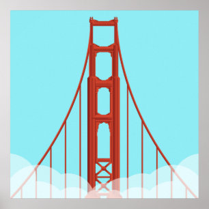 San Francisco's Iconic Golden Gate Bridge Illustra Poster
