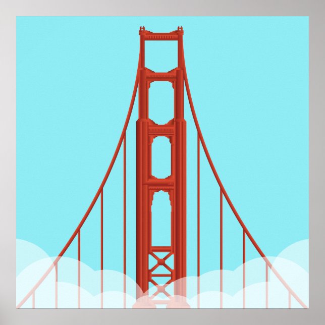 San Francisco's Iconic Golden Gate Bridge Illustra Poster (Front)