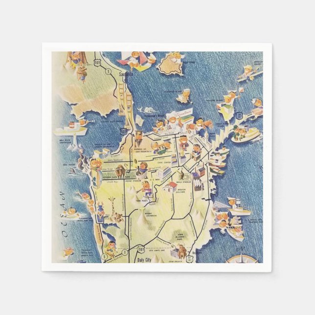 San Francisco's Tarantino Map Napkin (Front)