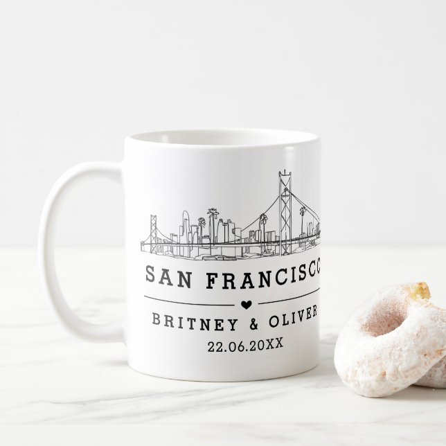 San Franciso Skyline – Custom Wedding favour Coffee Mug (With Donut)