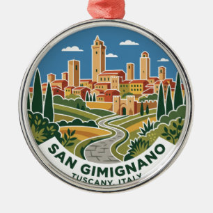 San Gimignano Historic Centre Italy Metal Tree Decoration