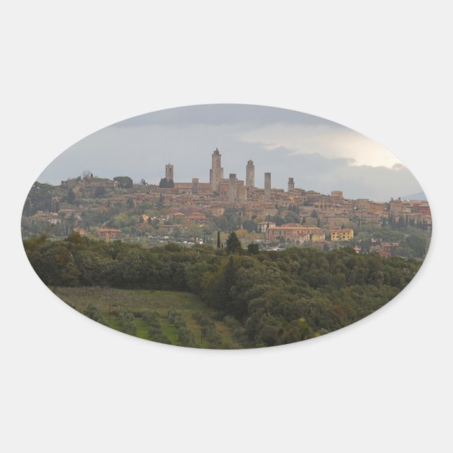 San Gimignano, Italy Oval Sticker (Front)