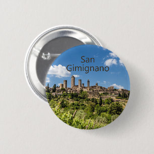 San Gimignano Tuscany Italy Panorama Souvenir 6 Cm Round Badge