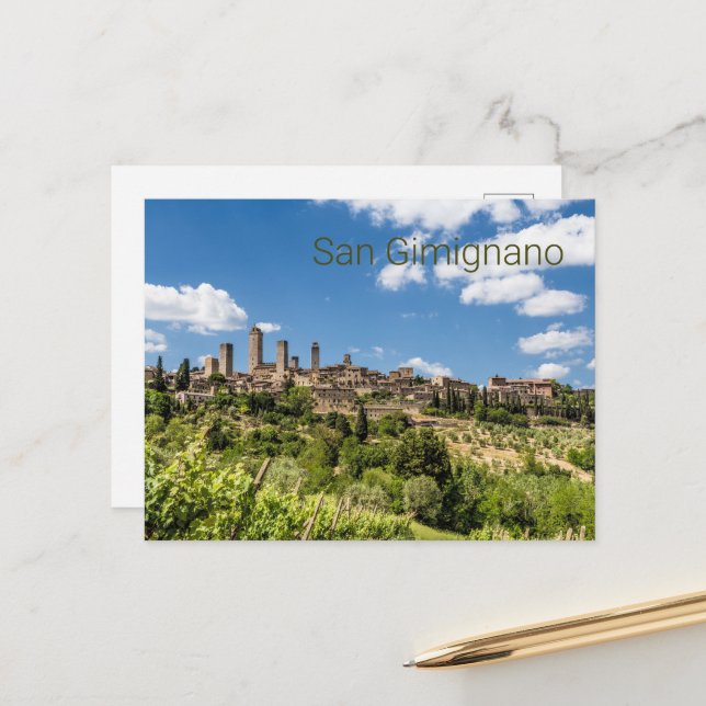 San Gimignano Tuscany Italy Panorama Souvenir Holiday Postcard (Front/Back In Situ)