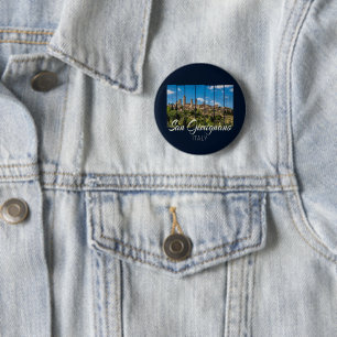 San Gimignano Tuscany Italy Vinatge Panoramic View 6 Cm Round Badge