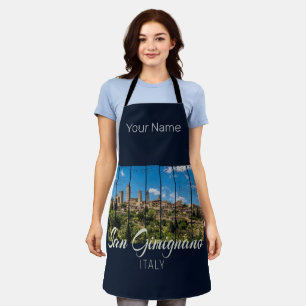 San Gimignano Tuscany Italy Vinatge Panoramic View Apron