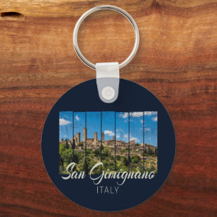 San Gimignano Tuscany Italy Vinatge Panoramic View Key Ring