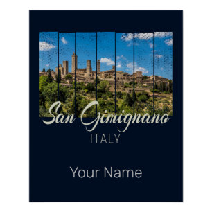 San Gimignano Tuscany Italy Vinatge Panoramic View Poster