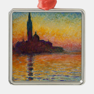 San Giorgio Maggiore at Dusk (by Claude Monet) Metal Tree Decoration