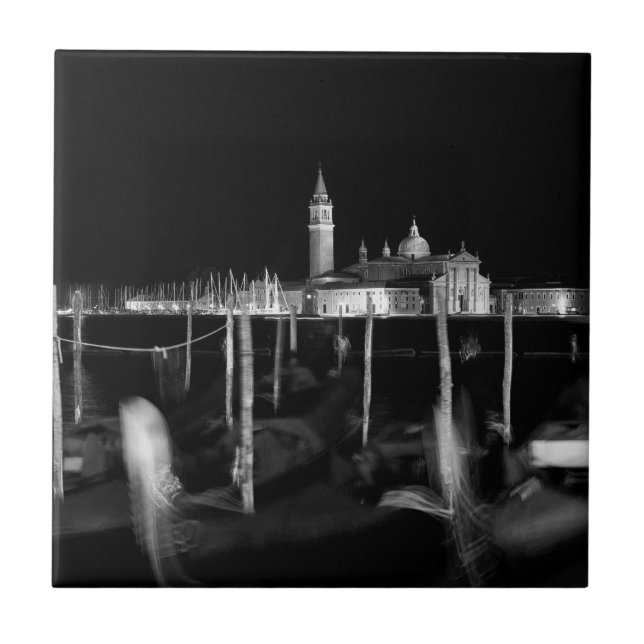 San Giorgio Maggiore church, gondolas in Venice Tile (Front)