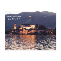 San Giulio Island, Lake Orta, Italy, at twilight